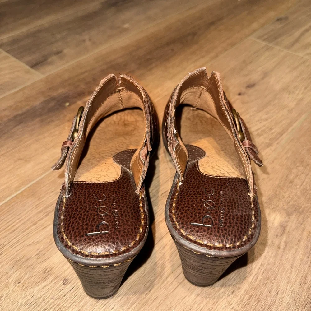 Born Brown Leather Clogs Size 10